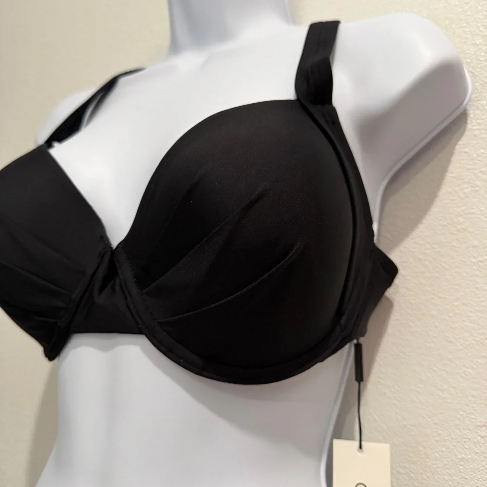 NEW Calvin Klein Black Underwire Bikini Top Convertible Straps‎ XL